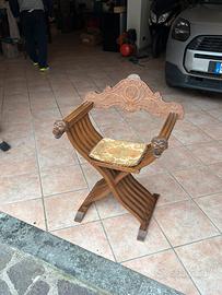 Trono Sedia Savonarola con leoni 🦁 pieghevole raro