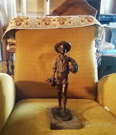 Bronzo artistico e orologio d'appoggio marmo e bro