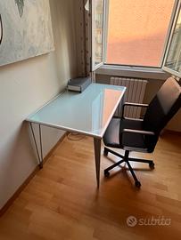 Tavolo scrivania alluminio e vetro 117x78x74 cm