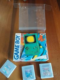 Nintendo game boy verde con scatola e 3 giochi