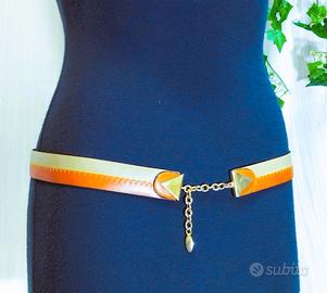 Cintura donna Vintage anni '90 ecopelle catenella