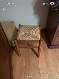 Sgabello in legno impagliato