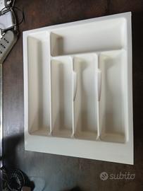Porta posate da cassetto in plastica bianca