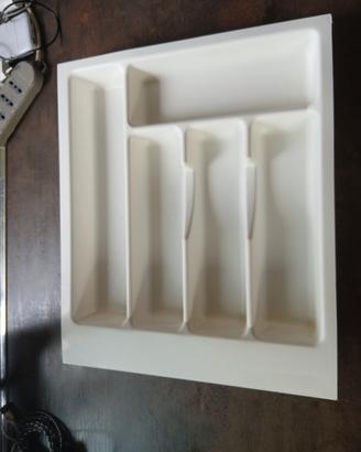 Porta posate da cassetto in plastica bianca