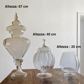 Set 3 Vasi Decorativi in Vetro d'Arredo