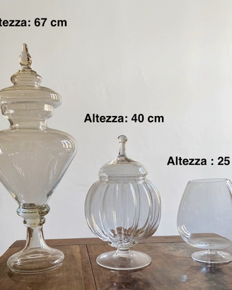 Set 3 Vasi Decorativi in Vetro d'Arredo