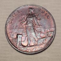 Moneta 1 centesimo regno d'italia 1916