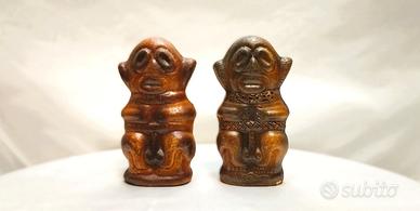 Statuette coppia ARTE TRIBALE CUBANA in terracotta
