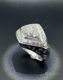 Anello oro bianco Pavè 18 KT fidanzamento