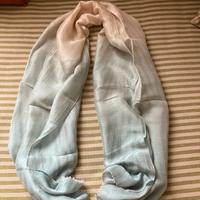 Stola in seta beige e azzurro