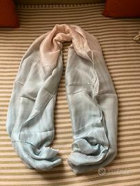 Stola in seta beige e azzurro