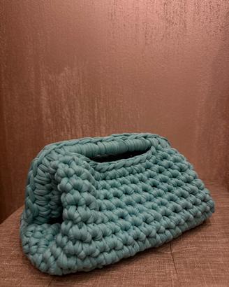 Borsa all’uncinetto color Tiffany