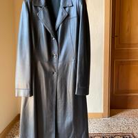 Trench in pelle nappa nera