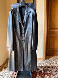 Trench in pelle nappa nera