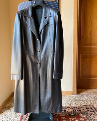 Trench in pelle nappa nera