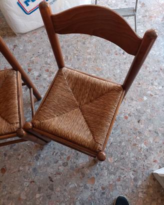n. 4 sedie legno e paglia
