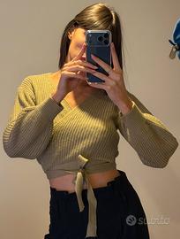 Maglione crop incrociato con laccio - taglia M