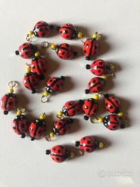 Ciondolini 24 pezzi in ceramica "Coccinella"