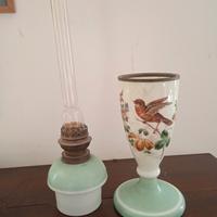 Antico lume a petrolio ceramica decorats