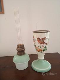 Antico lume a petrolio ceramica decorats