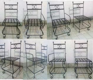 Sedia in ferro pieno forgiato e battuto a mano