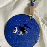 Collana con ciondolo, oro 8k, perla e piastrina