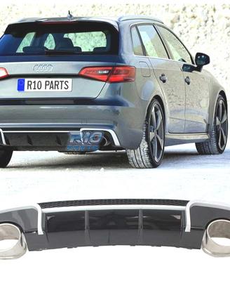 DIFUSORE AUDI A3 8V 12-16 LOOK RS + TERMINALI DI S