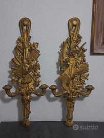 Coppia di applique in legno intagliato meta' 800