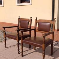 Coppia sedie vintage in legno con braccioli