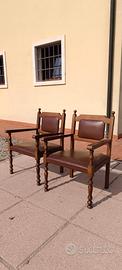 Coppia sedie vintage in legno con braccioli