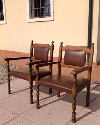 Coppia sedie vintage in legno con braccioli