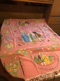 Coperta Seta dell'800 dipinta a mano