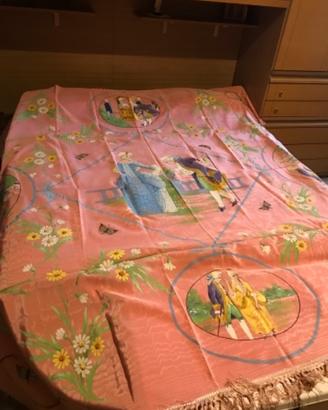 Coperta Seta dell'800 dipinta a mano