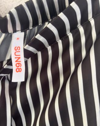 Sun68 pantaloni righe verticali nerobianco wideleg