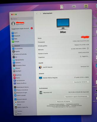 IMac 27 32gb ddr 4 intel I5 6 core 250gb ssd
