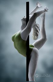 Donna in esercizio sull'asta.