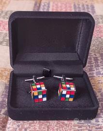 gemelli camicia motivo cubo Rubik metallo smalti