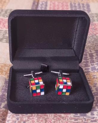gemelli camicia motivo cubo Rubik metallo smalti