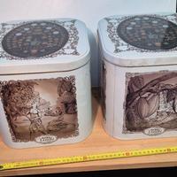 coppia contenitori in latta vintage