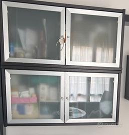 Pensili marrone/nero-ante vetro smerigliato