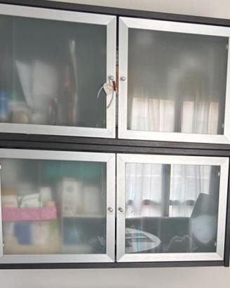 Pensili marrone/nero-ante vetro smerigliato