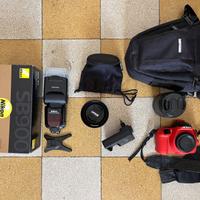 Nikon D3500 con 2 obiettivi e accessori