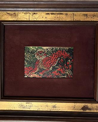 Antonio LIGABUE "Leopardo" Serigrafia ARGENTO 800