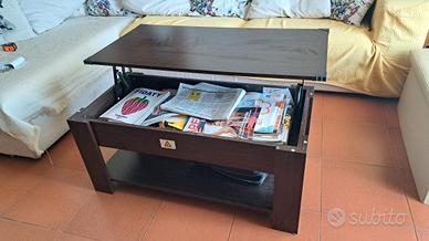 Tavolino contenitore soggiorno in teak 