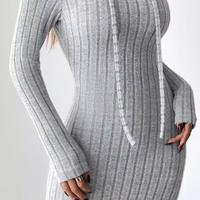 🦅Abito Slim Casual con Cappuccio Grigio Donna