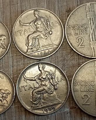 #2218 – 6 monete da 50c, 1 e 2 LIRE “BVONO” Regno