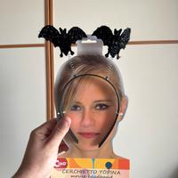 Cerchietto per capelli nero con pipistrelli