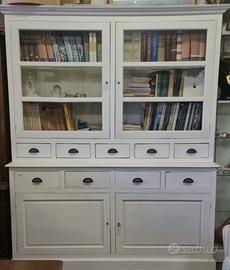 ANTICA CREDENZA LIBRERIA LACCATA SHABBY CHIC 