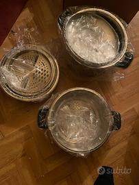 pentole acciaio inox con scolapasta