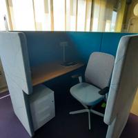 Scrivania smartworking, home office, privacy